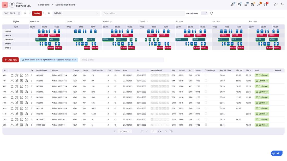 WinOps Flight Scheduling: seasonal timeline